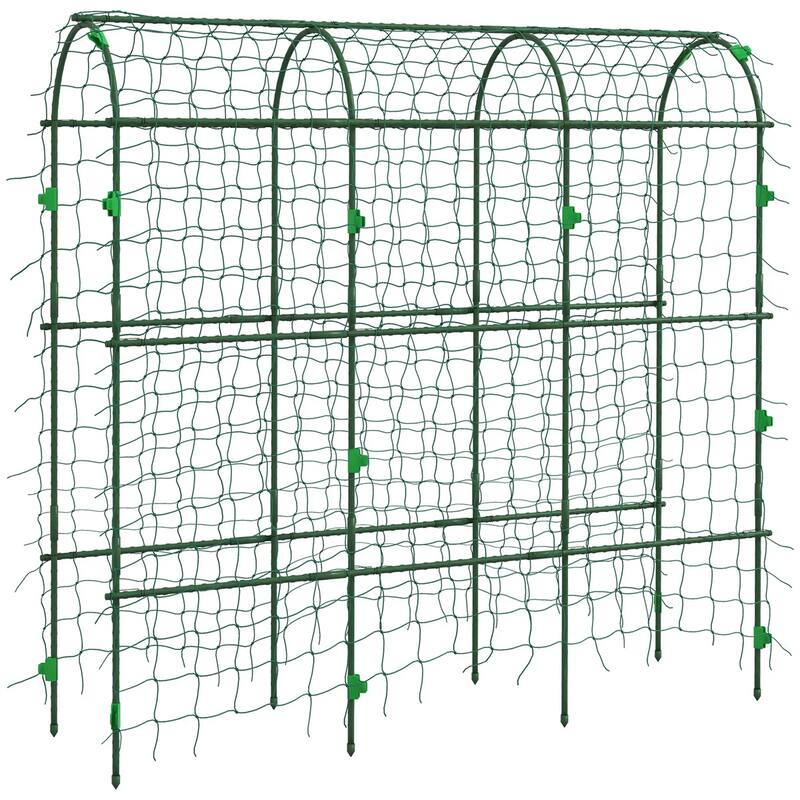 Green Steel Arch Trellis for Climbing Plants with Adjustable Design - 17" W x 71.75" D x 72" H