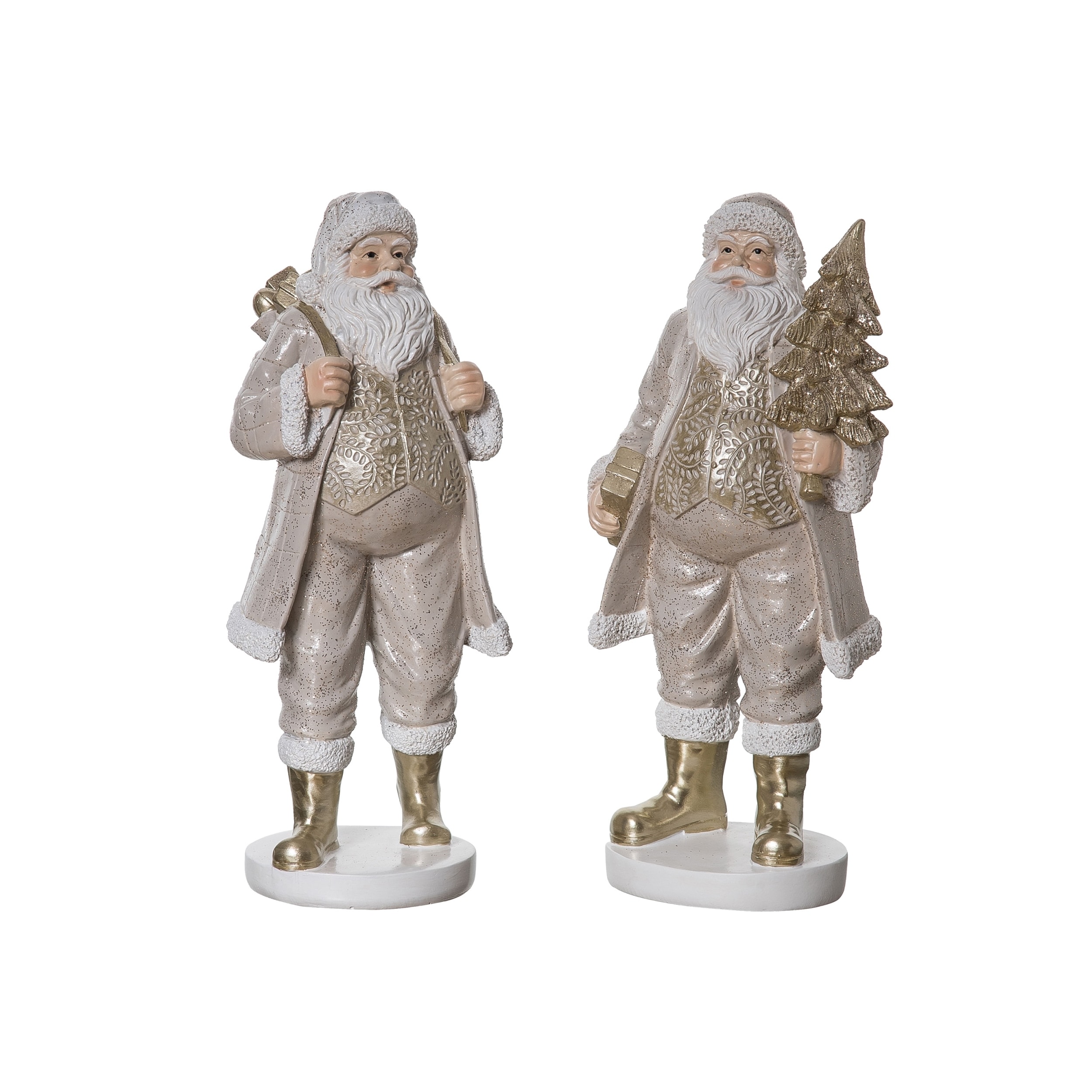 Transpac Large Resin Elegant Santa Figurine Set of 2 Christmas Home Decorations - Multicolor