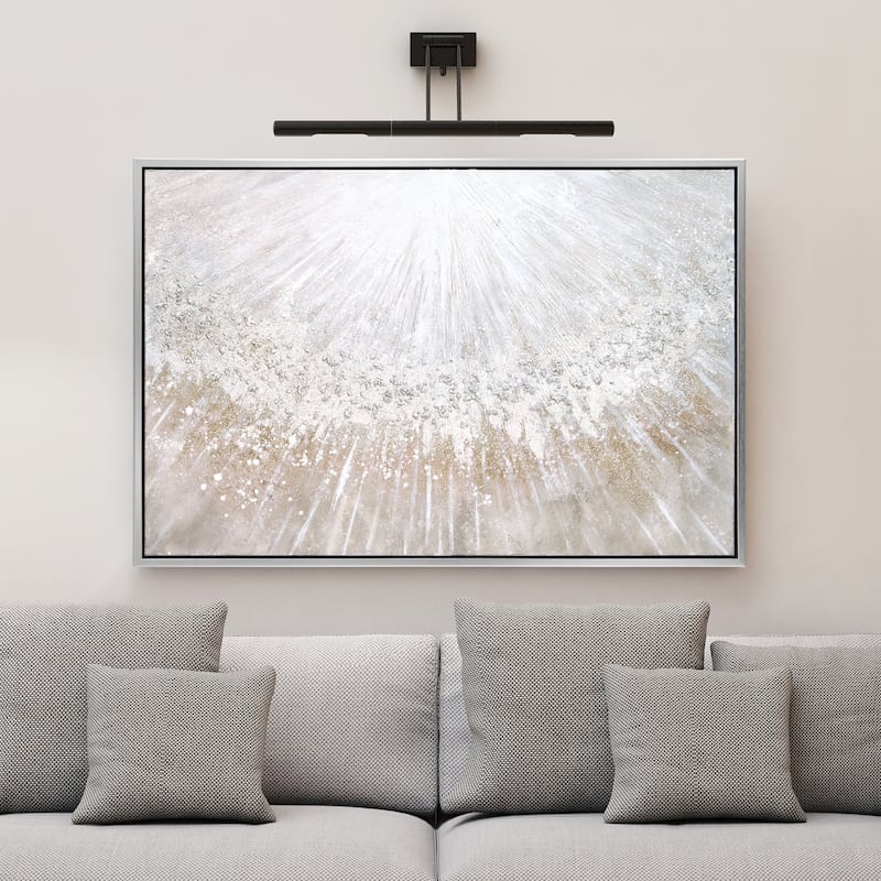 Silver Pellets Textured Glitter Hand Painted Canvas Wall Art 48" x 32"
