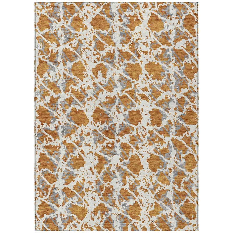 Machine Washable Indoor/ Outdoor Abstract Modern Chantille Rug