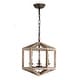 preview thumbnail 8 of 8, 3-Light Antique Modern Farmhouse Off-White / Wood Chandelier