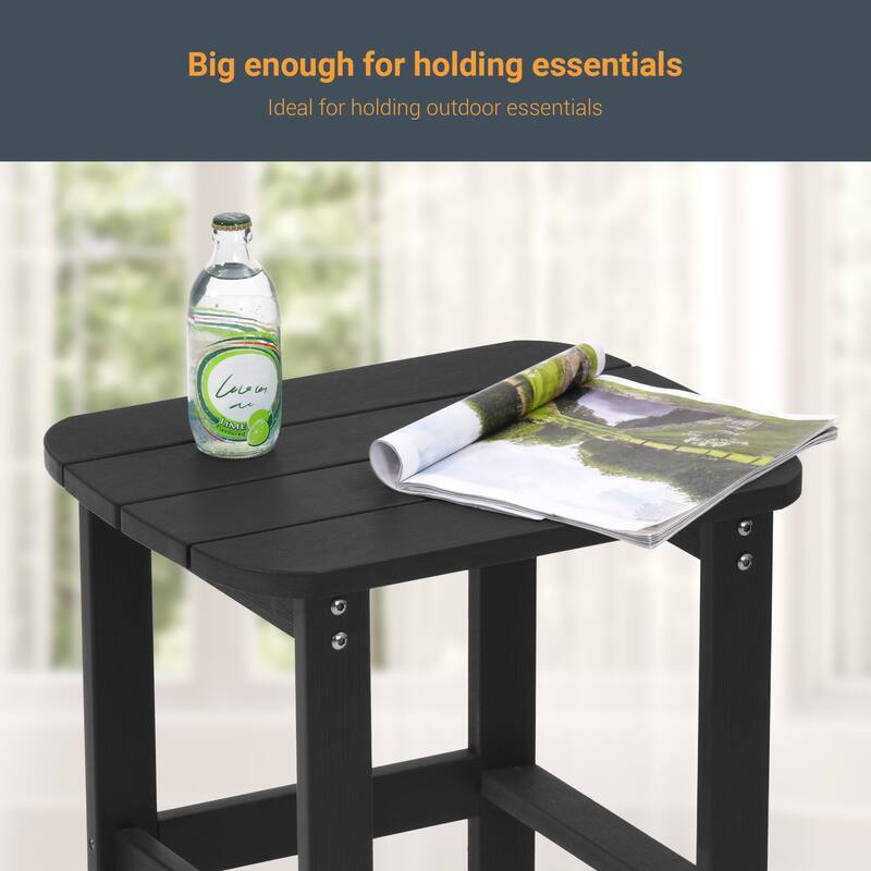 LIVOOSUN Patio Adirondack Plastic Wood Outdoor Side Table for Deck