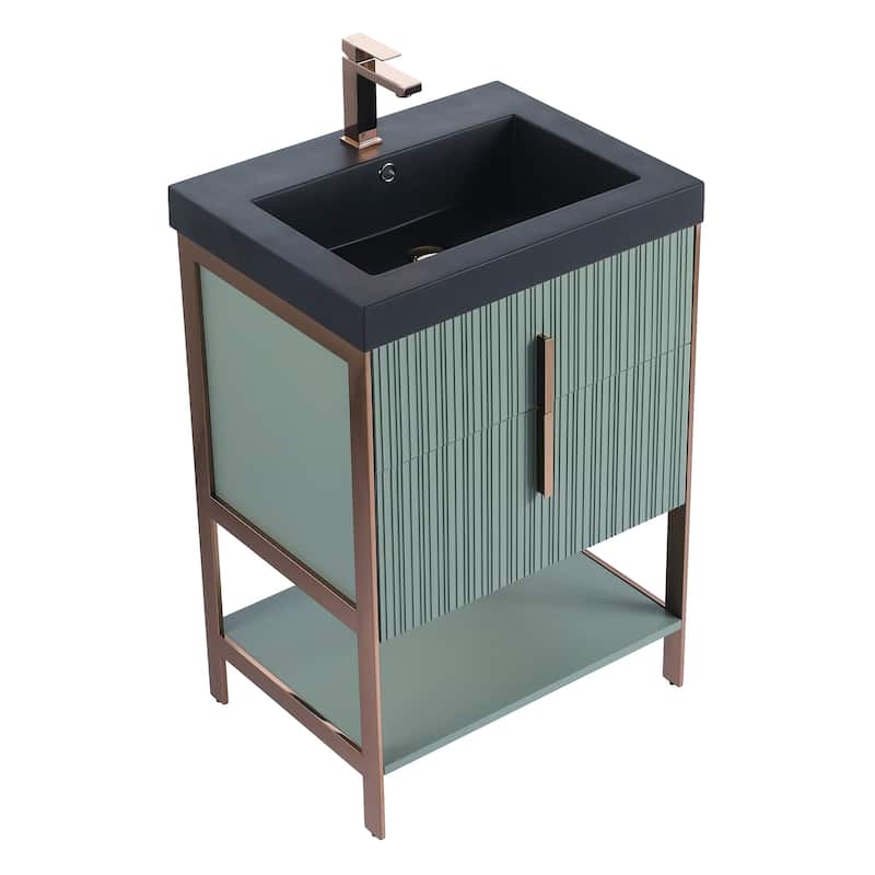 Fine Fixtures Serenity Modern Bathroom Vanity with Black Gel Acrylic Top