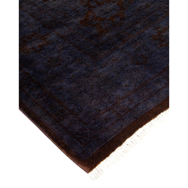 Overton Hand Knotted Wool Vintage Inspired Modern Contemporary Overdyed Purple Area Rug - 6' 1" x 9' 1"