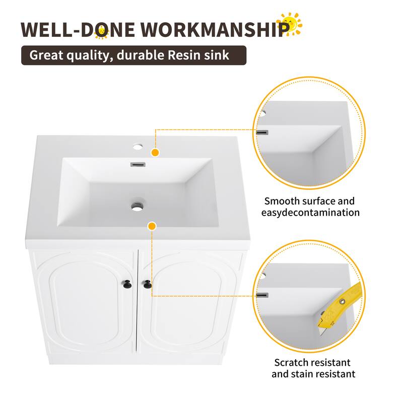 Beingnext 24"/30"/36" Bathroom Vanity with Sink, Freestanding Bathroom Vanity with Soft Close Door and Adjustable Shelf