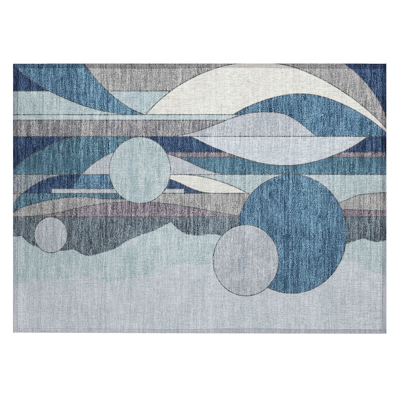 Machine Washable Indoor/ Outdoor Contemporary Retro Chantille Rug