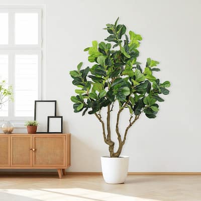 7FT Tall Artificial Banyan Tree Silk Plant - Large Faux Greenery with Natural Look Leaves, Potted Fake Tree, 1pc/set