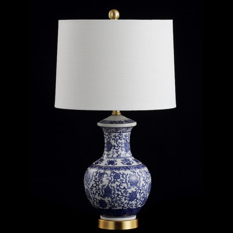 Gemma 25.25" Ceramic/Metal LED Table Lamp, Blue/White (Set of 2) by JONATHAN Y