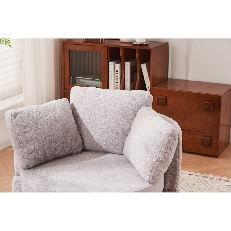 Light Gray 31.5" Swivel Barrel Chair with Storage