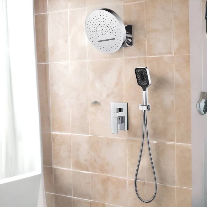 KISRAIS 3 Way Waterfall & Rainfall Faucet Shower System - Silver