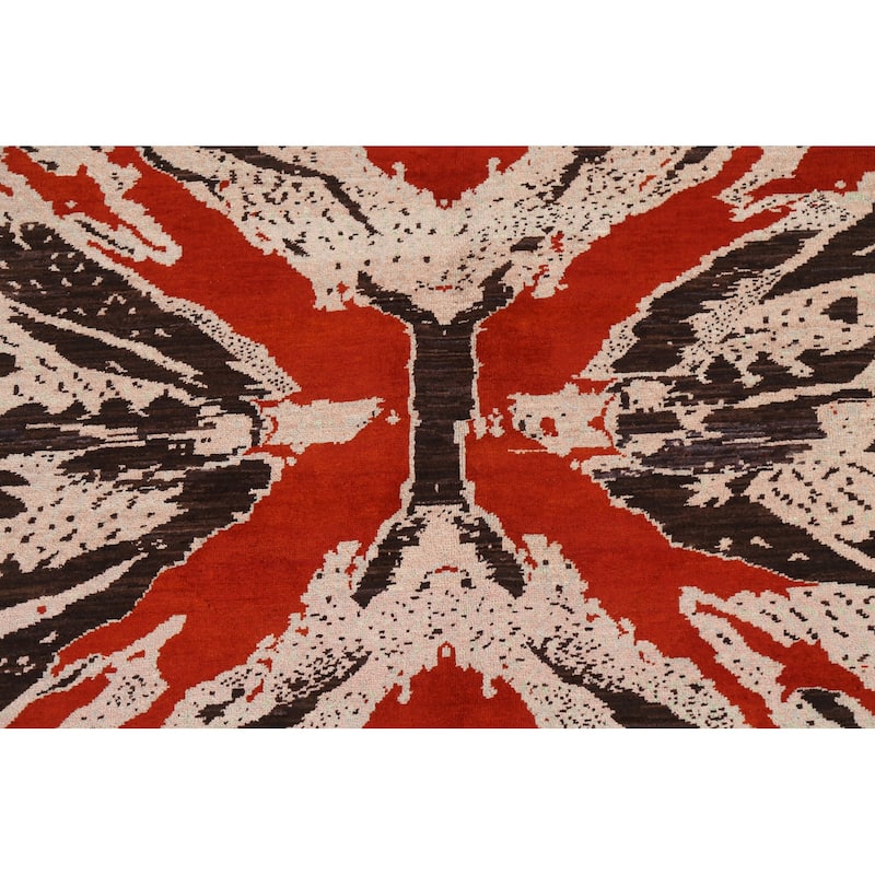 Vegetable Dye Abstract Oriental Dining Room Area Rug Wool Hand-knotted - 6'7" x 9'7"