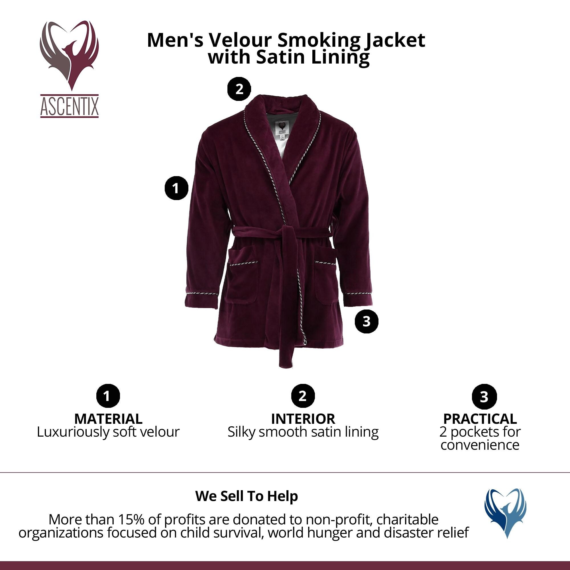 Ascentix Men s Velour Smoking Jacket with Satin Lining Bed Bath Beyond 41295407