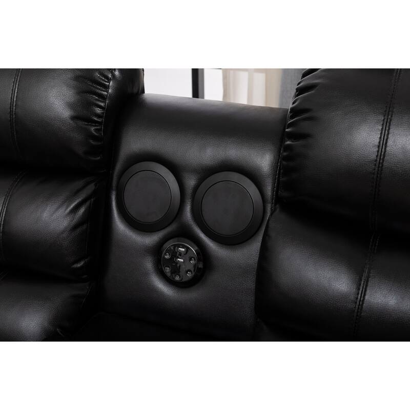 Donivi LED Faux Leather Reclining Sectional With Speakers