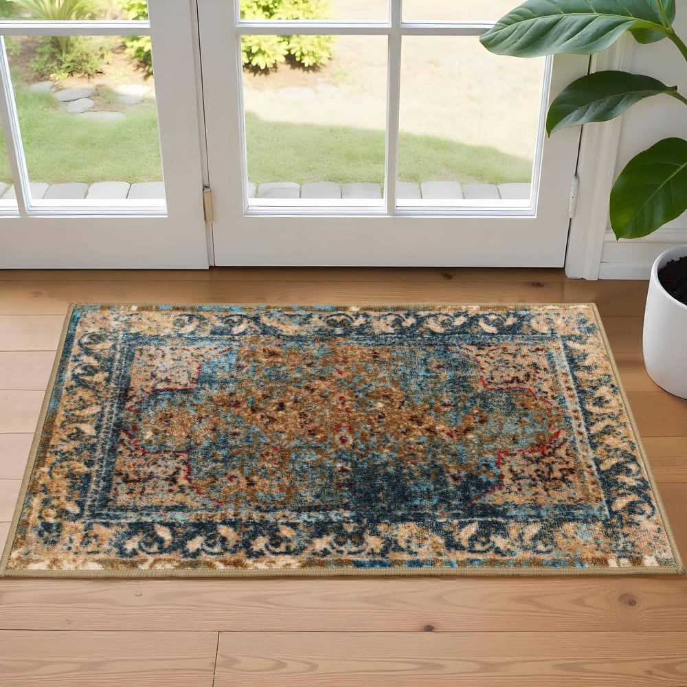 Superior Angeles Vintage Distressed Medallion Area Rug