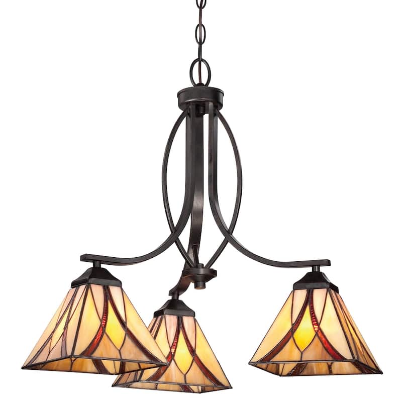 Roseto Terrell 3 Light 23" Wide Chandelier with Tiffany Glass