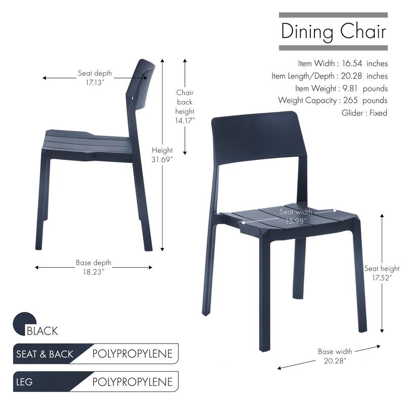 Porthos Home Brock Stackable Dining Chairs Set of 2, Overall Plastic