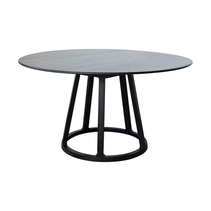 Mango Wood Round Table, Black - 57.0"L x 57.0"W x 30.0"H - 57.0"L x 57.0"W x 30.0"H - Black