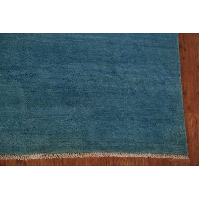 Blue Gabbeh Modern Area Rug Handmade Oriental Blue Wool Carpet - 5'6" x 7'10"
