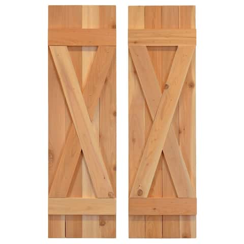 X Board & Batten Exterior Shutters Pair