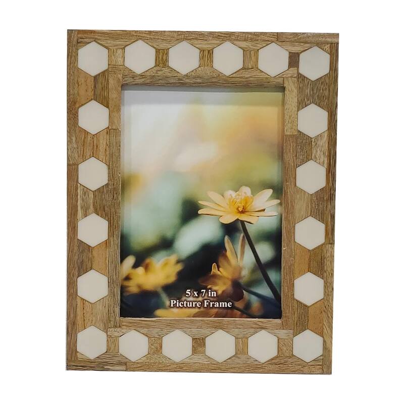 Wood Resin Hexagon Picture Frame - White, 5x7 in.
