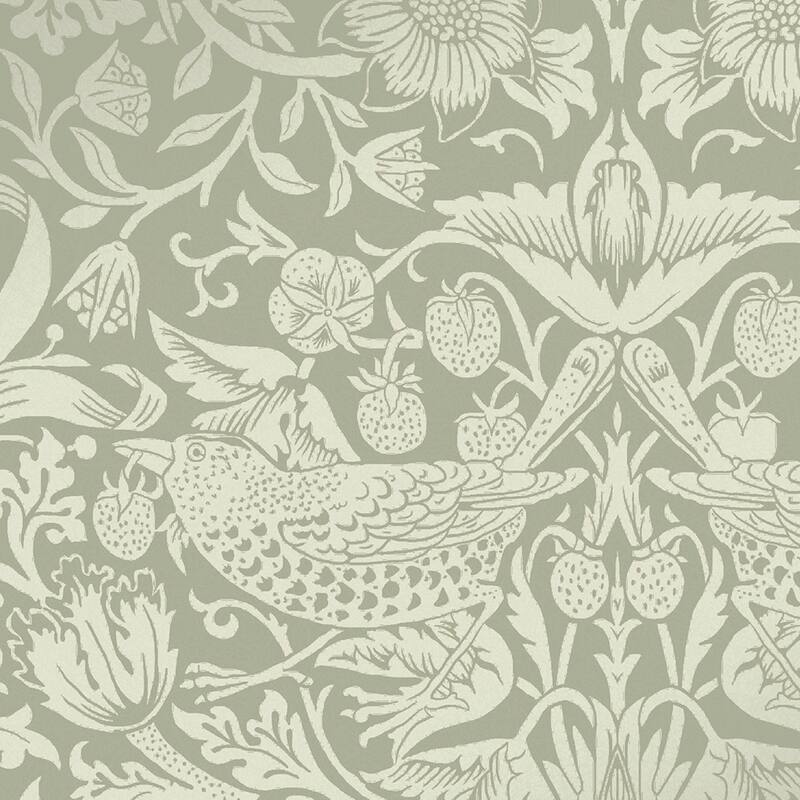William Morris Strawberry Thief Fibrous Sage Wallpaper