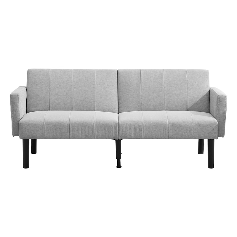 75.5 Inch Convertible Futon Sofa Bed with Adjustable Backrest, 3-Seater - Grey