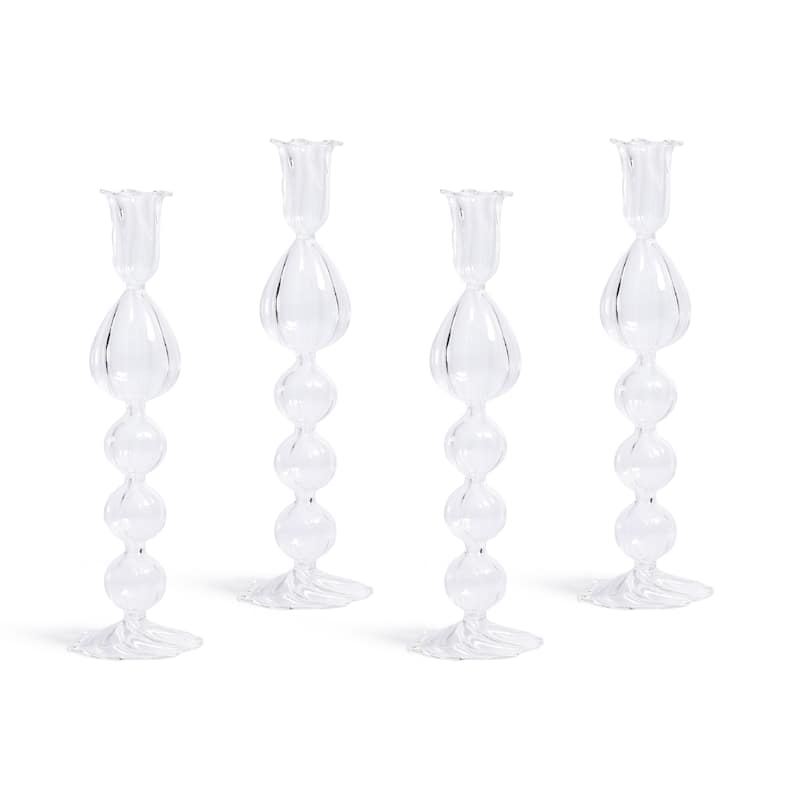 Marais Blown Glass Taper Candle Holders, Set of 4