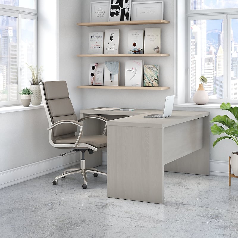 Echo L Shaped Desk by Bush Business Furniture - Gray Sand