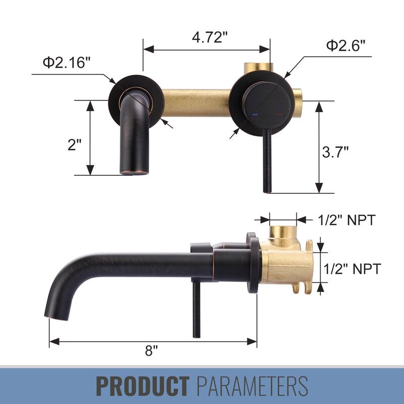 WOWOW Wall Mount Single Handle Bathroom Faucet