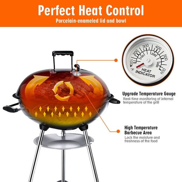 Shop Gymax 22 5 Inch Kettle Charcoal Grill Bbq Outdoor Backyard Cooking With Wheels Black Overstock 27084921