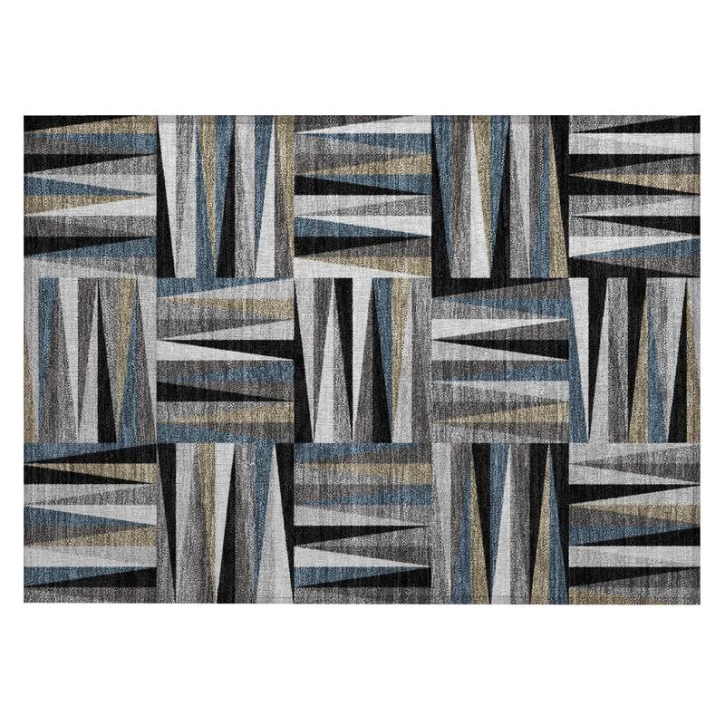 Machine Washable Indoor/ Outdoor Contemporary Mosaic Chantille Rug