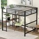 preview thumbnail 6 of 14, Full Size Metal Loft Bed with Built-in Desk and Storage Shelves, Black