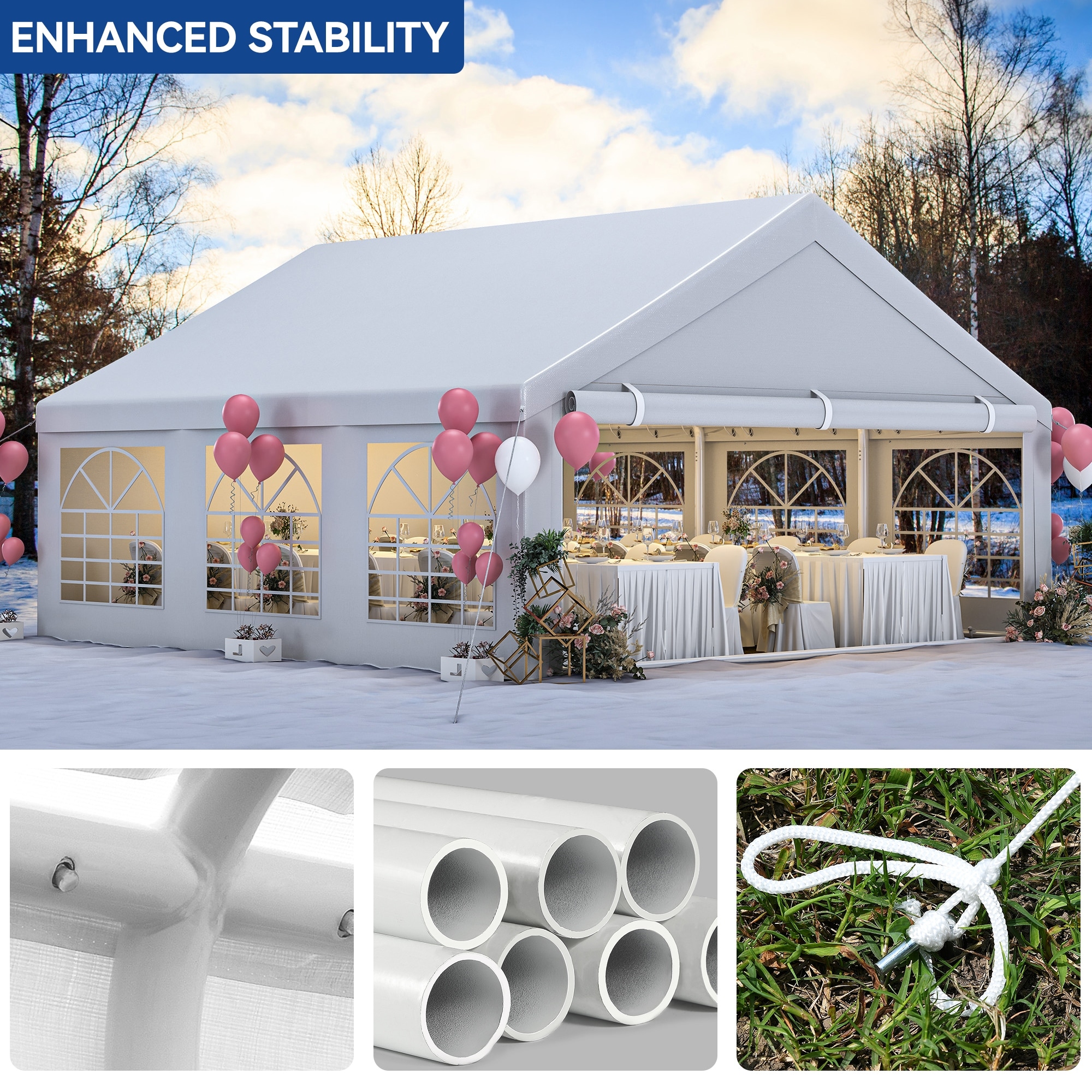 Outdoor White Canopy Party Tent Sunshine Shelter 20 20Ft