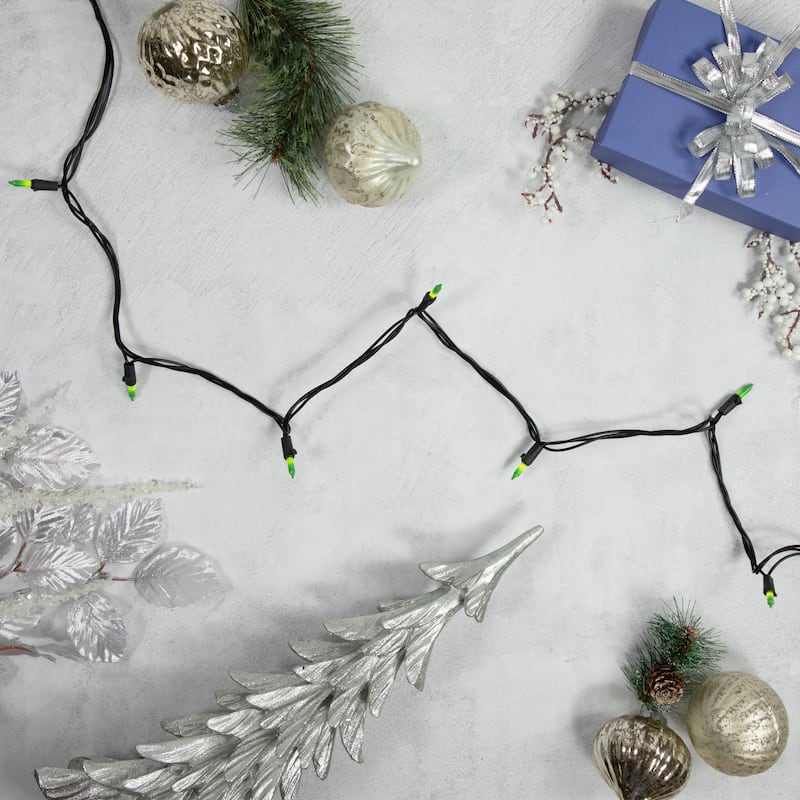 50-Count Opaque Green Mini Christmas Light Set- 24.5ft Black Wire - 24.5'