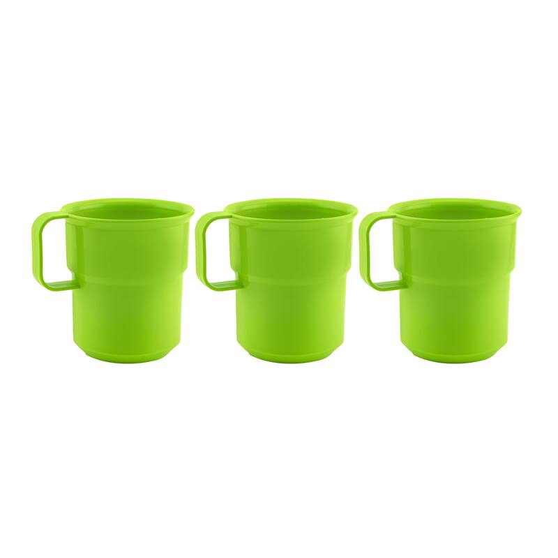 Break-Resistant Plastic Cup Mugs for Coffee, Juice - 8oz Pack of 3