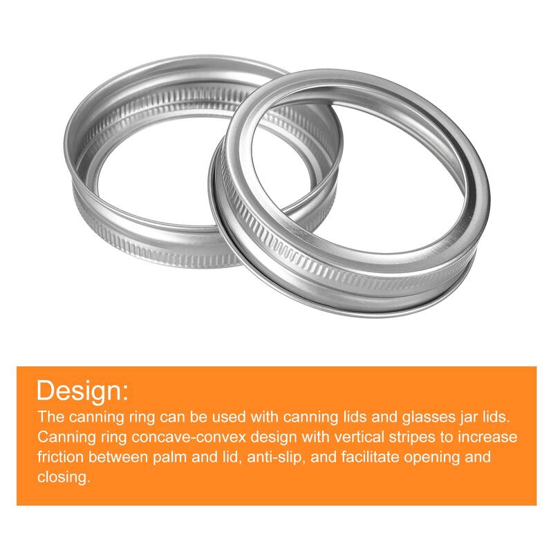 Canning Jar Rings, 60 Pcs Tinplate Replacement Bands Regular Mouth - Silver - 70mm