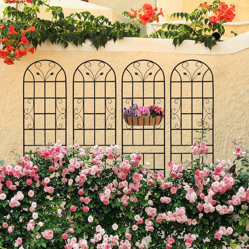 4 Pack Metal Garden Trellis 86.7" x 19.7" Rustproof Trellis for Climbing Plants Outdoor Flower Support