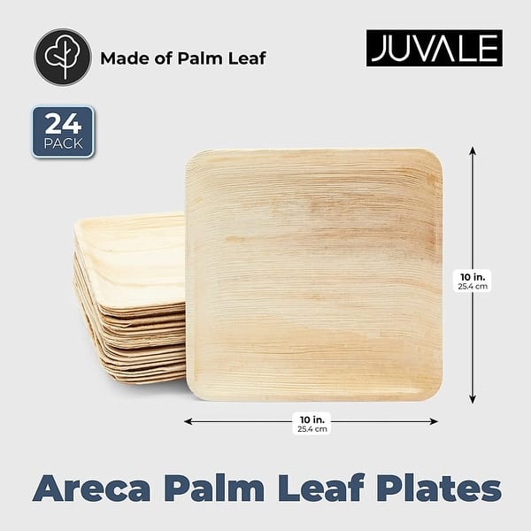 Square Areca Palm Leaf Plates, SingleUse Party Dinnerware (10 In, 24