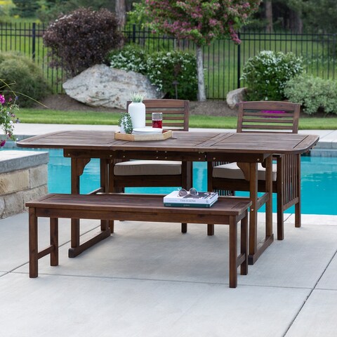 Middlebrook Surfside 4-Piece Acacia Wood Outdoor Dining Set - 55-79 x 35 x 30H