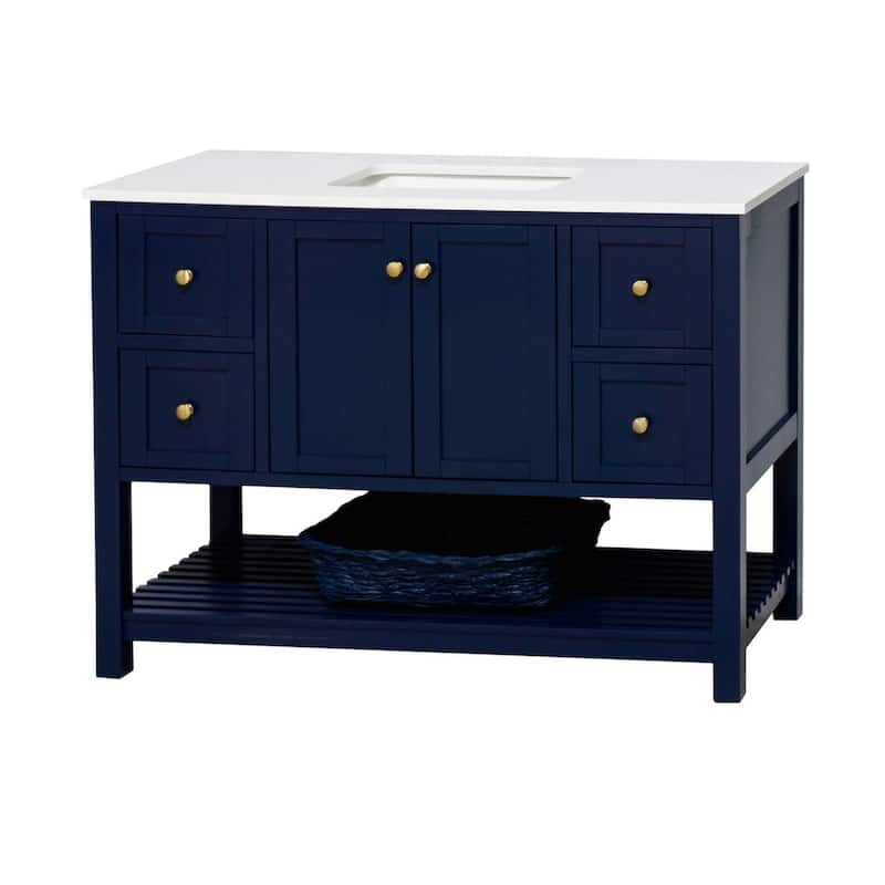 KitchenBathCollection Lakeshore 48" Bathroom Vanity with Engineered White Top