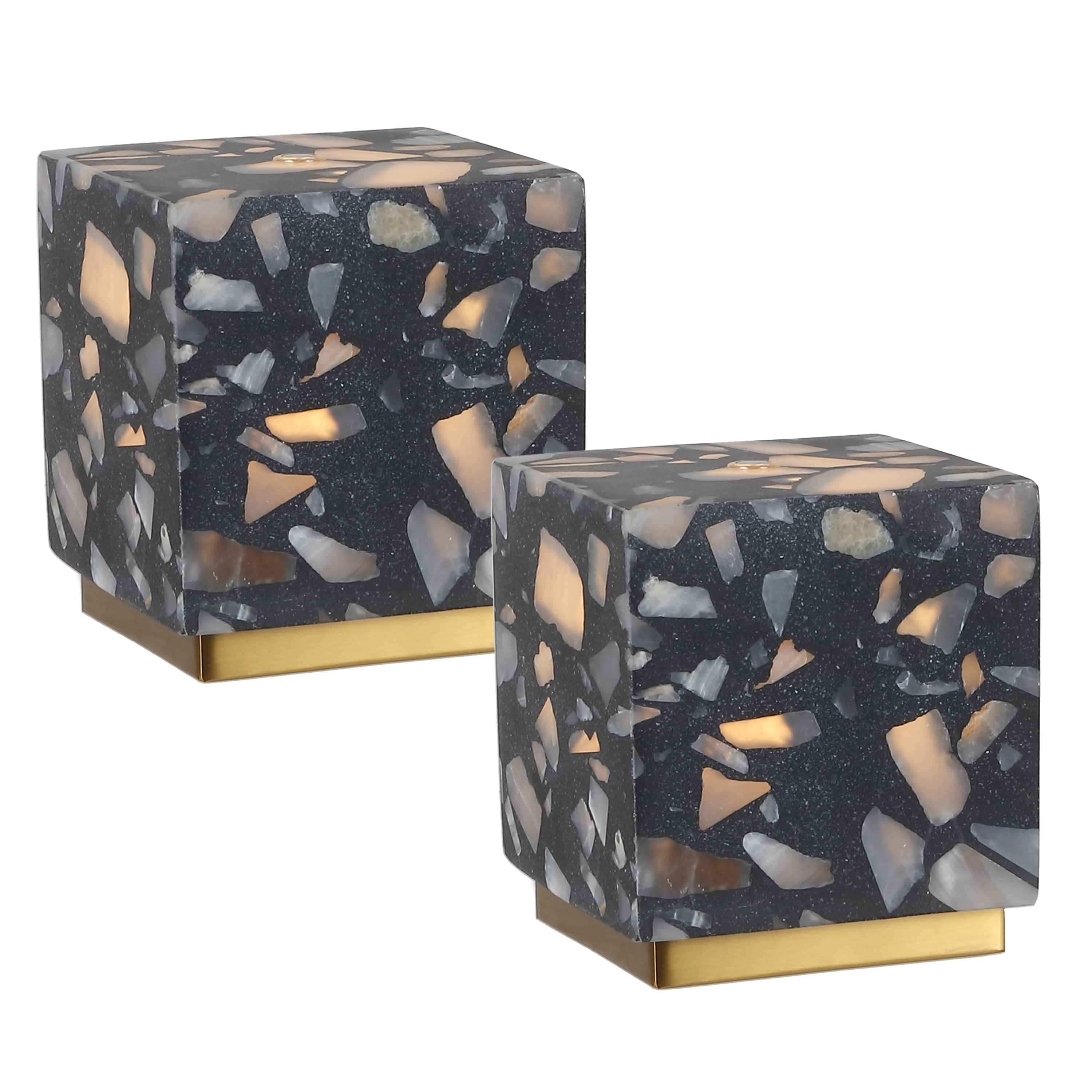 Lara 4.63" Modern Glam Terrazzo Rechargeable/Cordless Dimmable Integrated LED Mini Table Lamp with Touch Sensor (Set of 2)