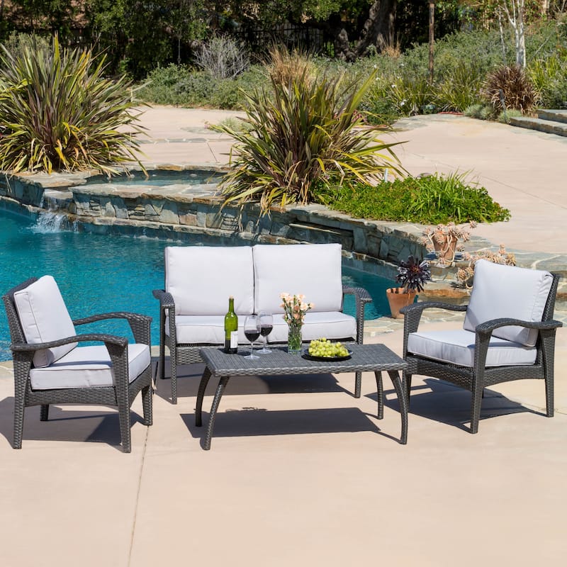 Honolulu Outdoor 4-pc. Cushioned Wicker Seating Set by Christopher Knight Home