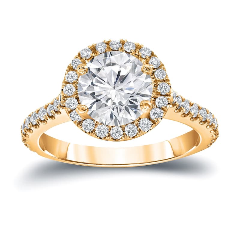 Auriya 14k Gold 2 2/5ctw Round Halo Diamond Engagement Ring Certified - 4 - Rose
