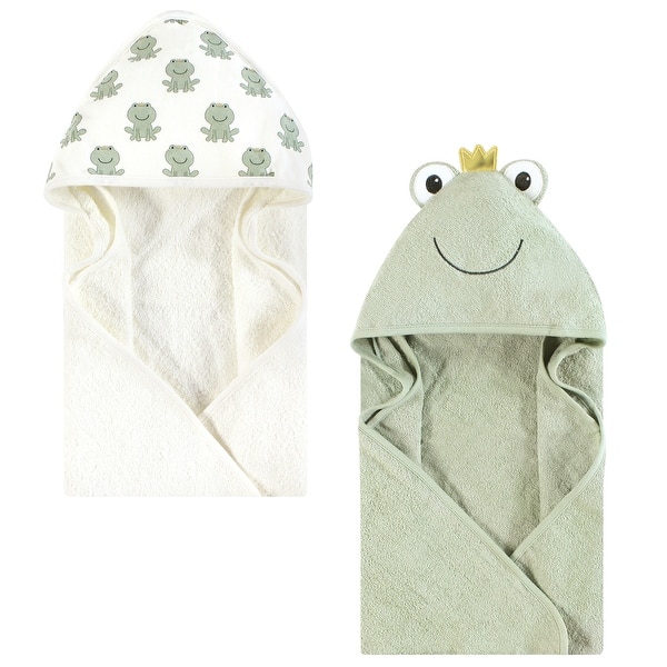 slide 1 of 1, Hudson Baby Infant Boy Cotton Animal Face Hooded Towel, Prince Frog, One Size - Prince Frog - One Size One Size - Prince Frog