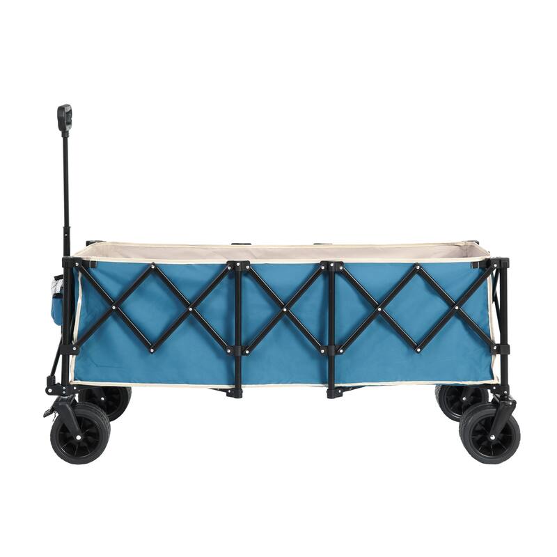 Foldable Wagon with All-Terrain Wheels & Drink Holders, 220lb Capacity