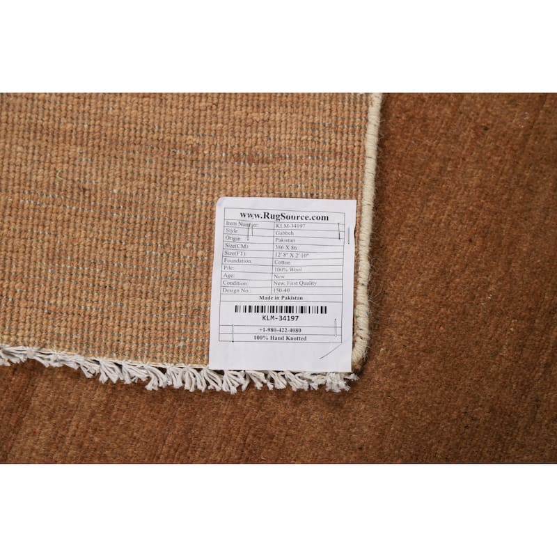 Brown Gabbeh Oriental Runner Rug Handmade Wool Carpet - 2'10"x 12'8"