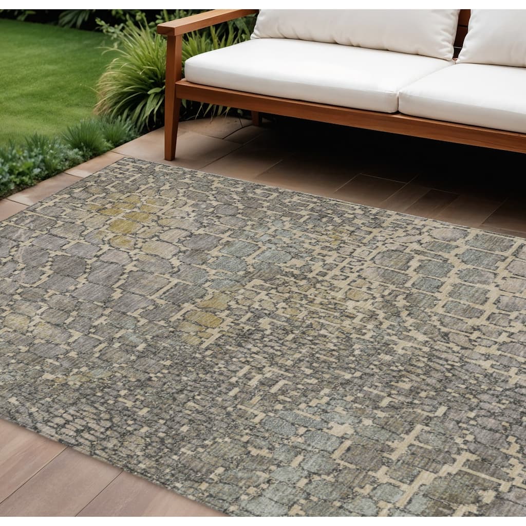 HomeRoots Abstract Transitional Rectangle Outdoor Rug