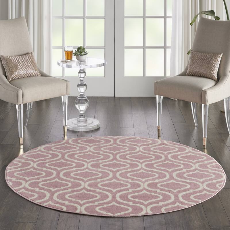 Qoha Power Loomed Geometric Area Rug By HomeRoots - 5' Round