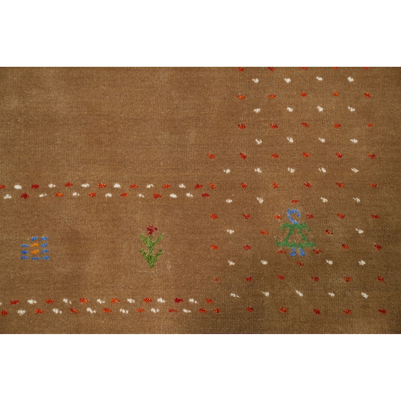 Hand Knotted Oriental 100% Wool Carpet Tribal Animal Pictorial Brown Gabbeh Area Rug - 8' 1'' X 7' 11''