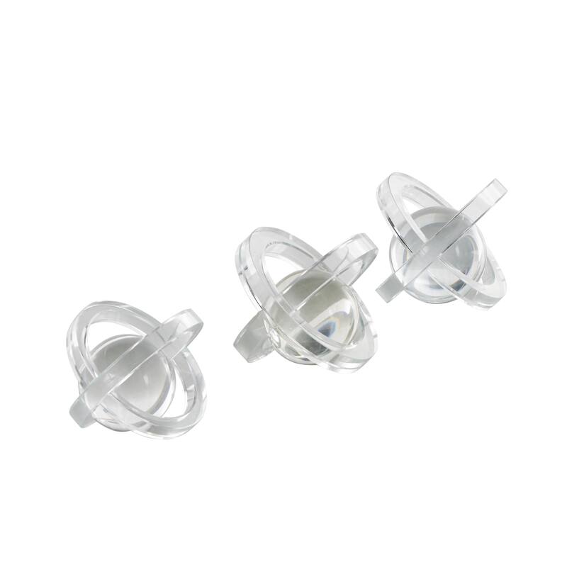 Glass Geometric Orb Decorative Sculpture with Overlapping Rings and Ball Center - Set of 3 Clear - Roche River Decor